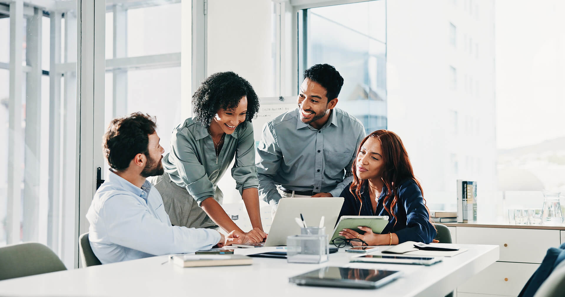 Collaborative Business Team Employee Viewing Data